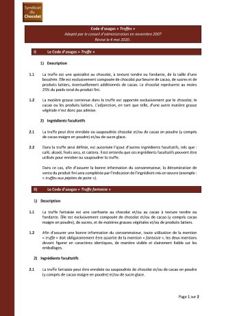Codes d'usages truffes