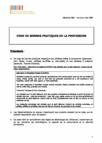 Codes d'usages céréales