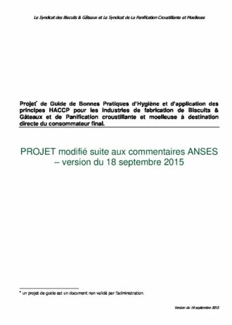 Guide de bonnes pratiques hygiène biscuits & gateaux