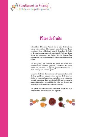 Code d'usage pâtes de fruits